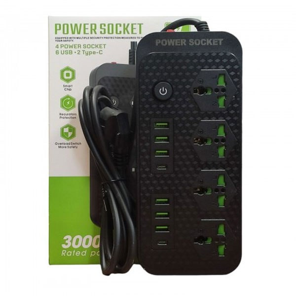 چند راهی برق 3000 واتی برند power socket مدل J08